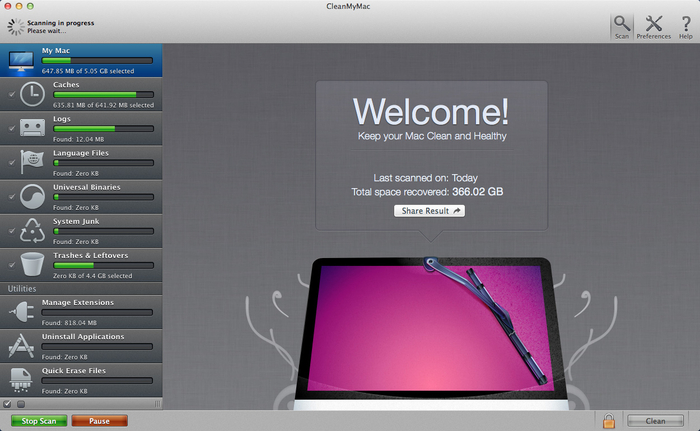Clean My Mac Interface