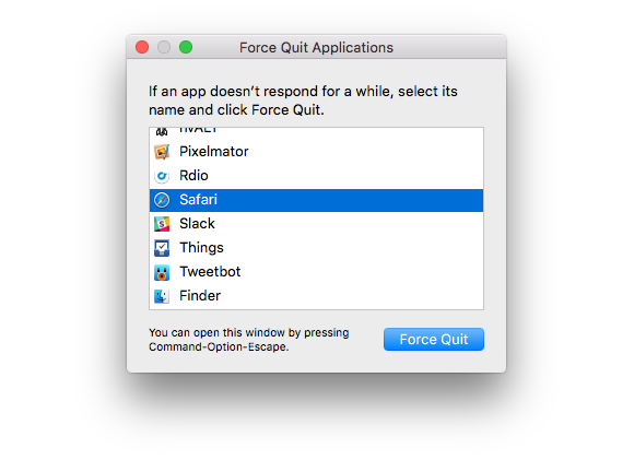 force shutdown app mac